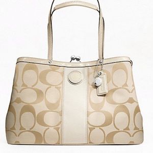Coach Signature Stripe Framed Carryall